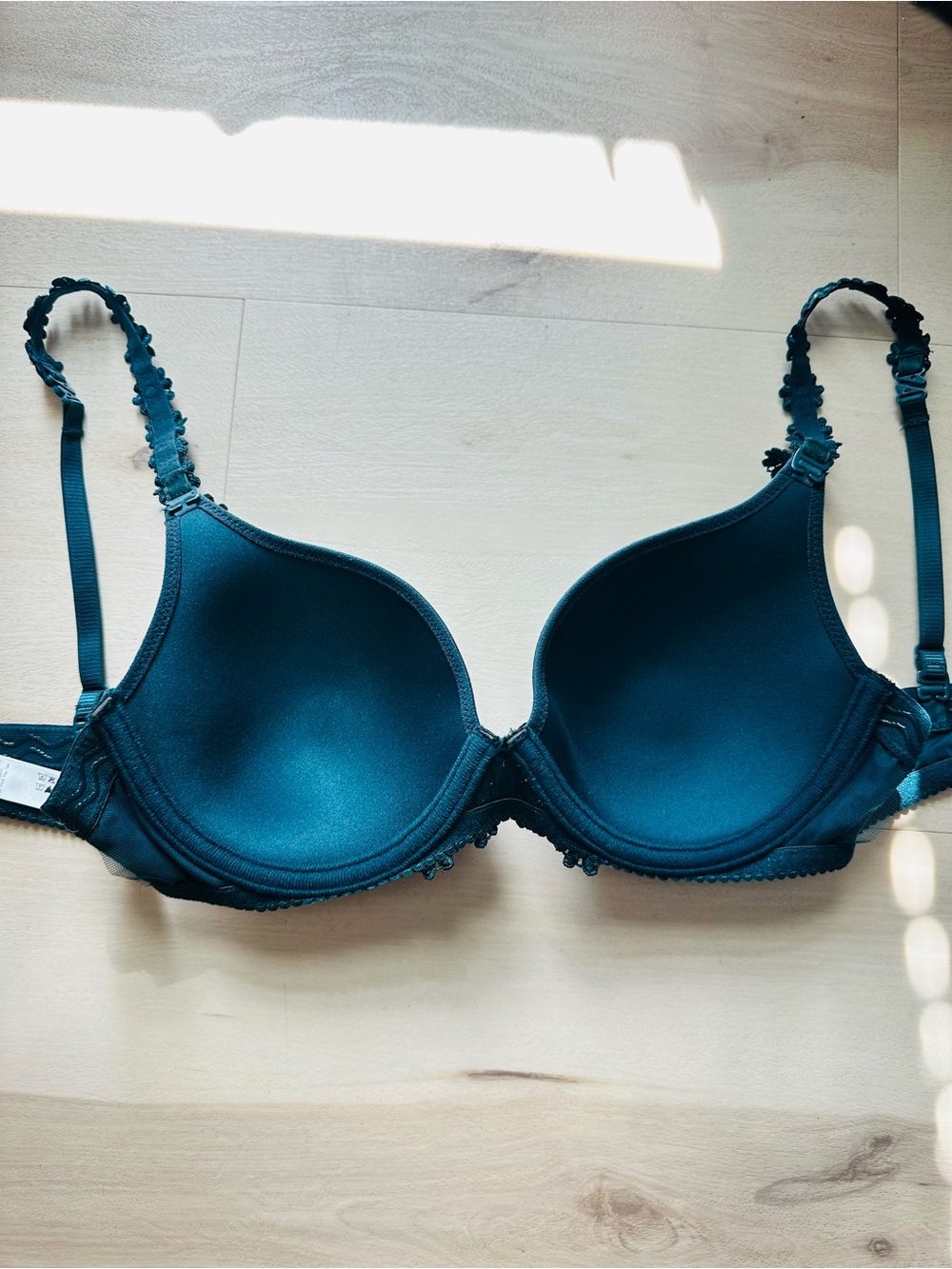 Avero Heart Shape Bra Empire Green Teal Floral-Trim T-Shirt Bra - Comfortable - Picture 11 of 16